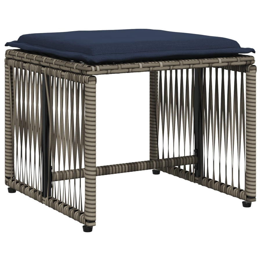 7-delige tuineetset met kussens grijs poly rattan