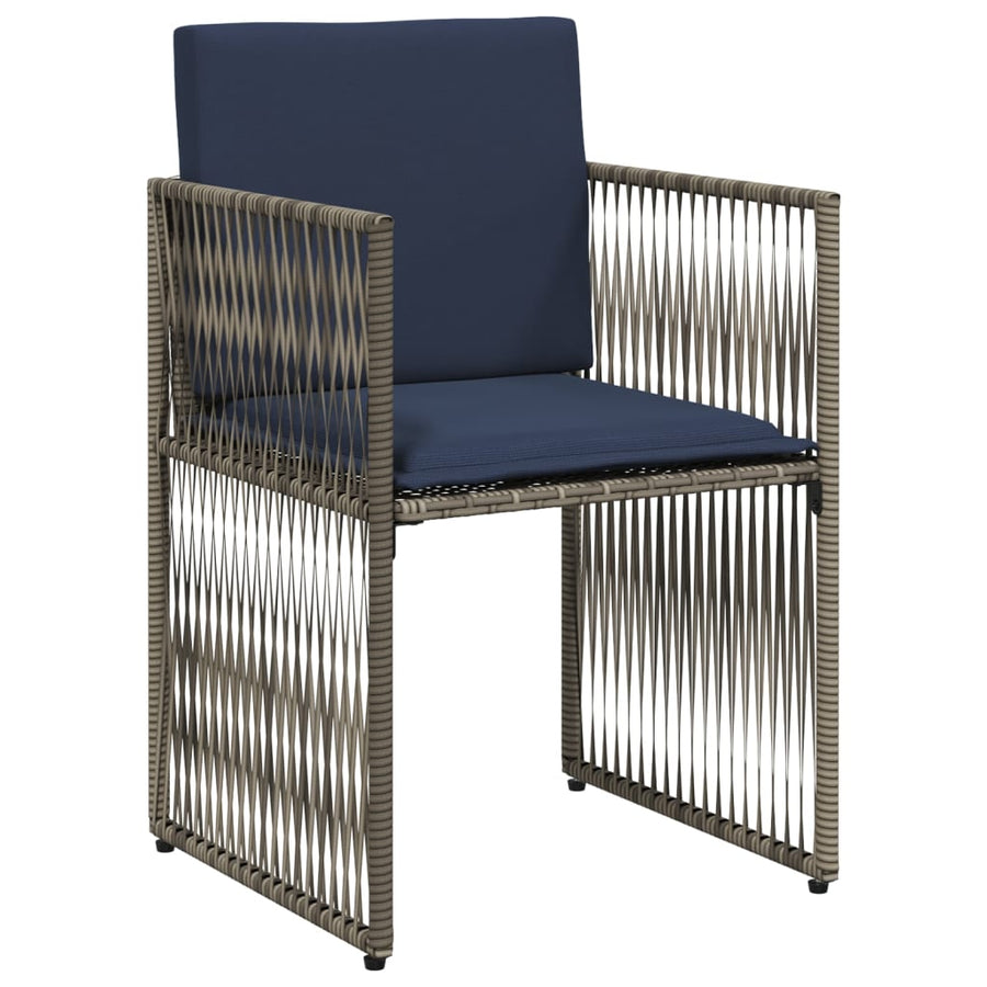 7-delige tuineetset met kussens grijs poly rattan