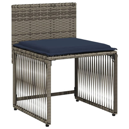 7-delige tuineetset met kussens grijs poly rattan