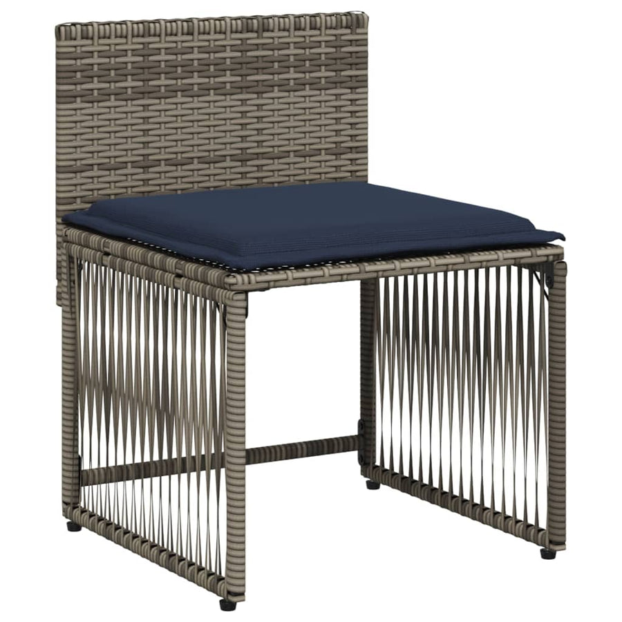 7-delige tuineetset met kussens grijs poly rattan
