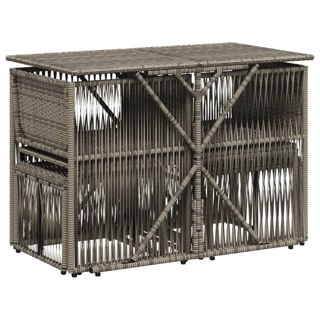 7-delige tuineetset met kussens grijs poly rattan