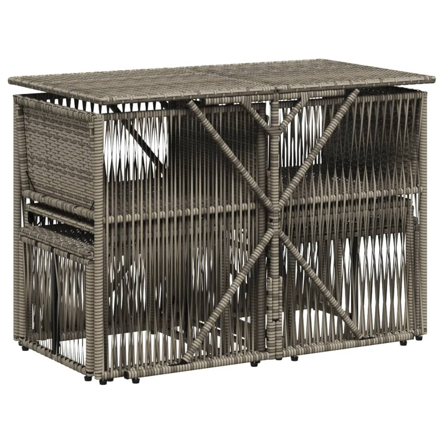 7-delige tuineetset met kussens grijs poly rattan