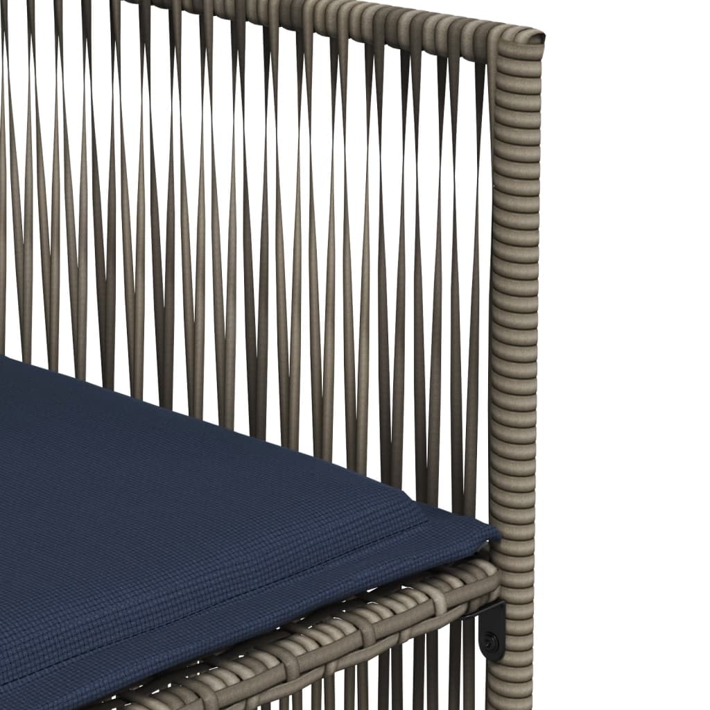 7-delige tuineetset met kussens grijs poly rattan