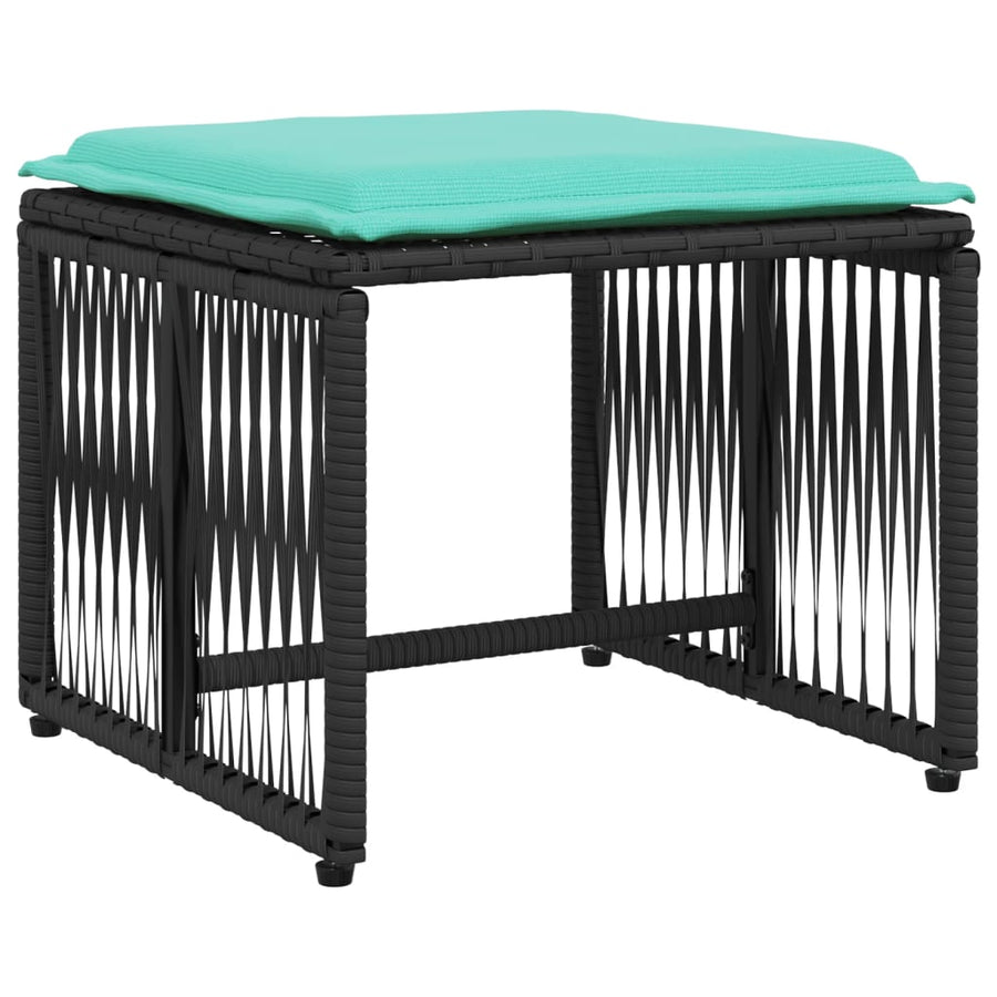 7-delige tuineetset met kussens zwart poly rattan