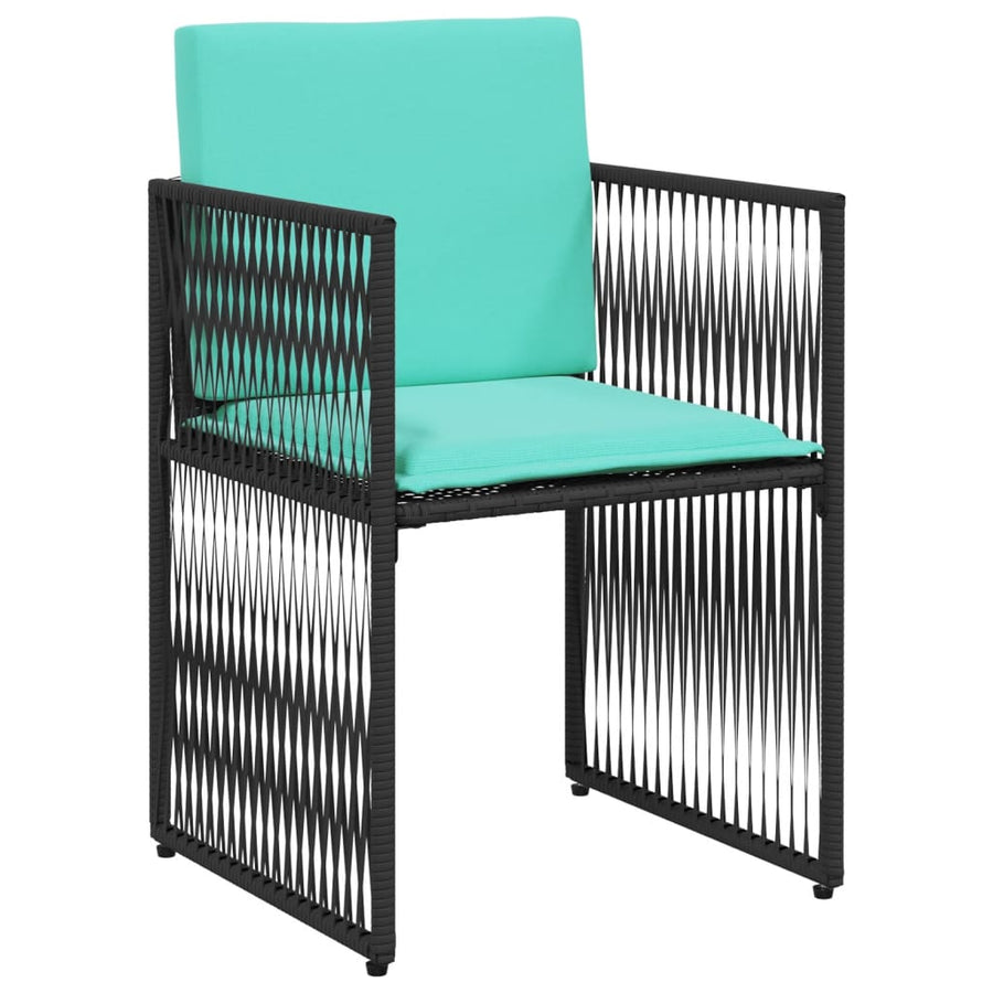 7-delige tuineetset met kussens zwart poly rattan