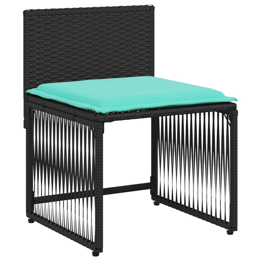 7-delige tuineetset met kussens zwart poly rattan