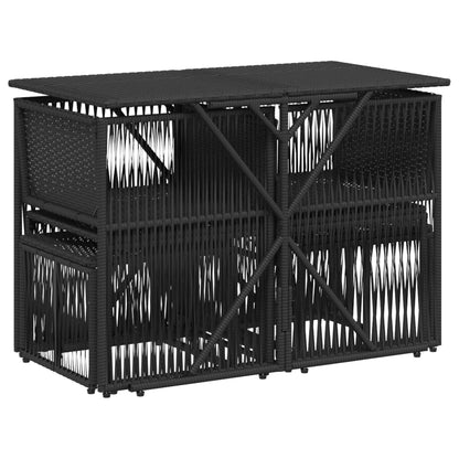 7-delige tuineetset met kussens zwart poly rattan