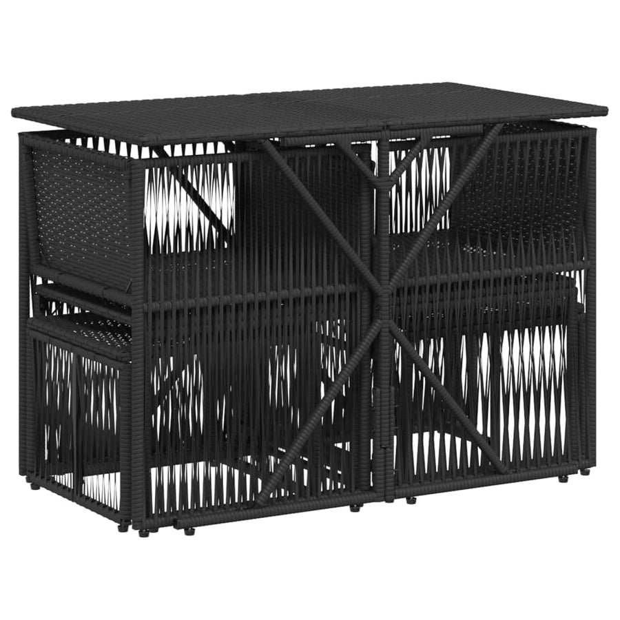 7-delige tuineetset met kussens zwart poly rattan