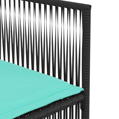 7-delige tuineetset met kussens zwart poly rattan