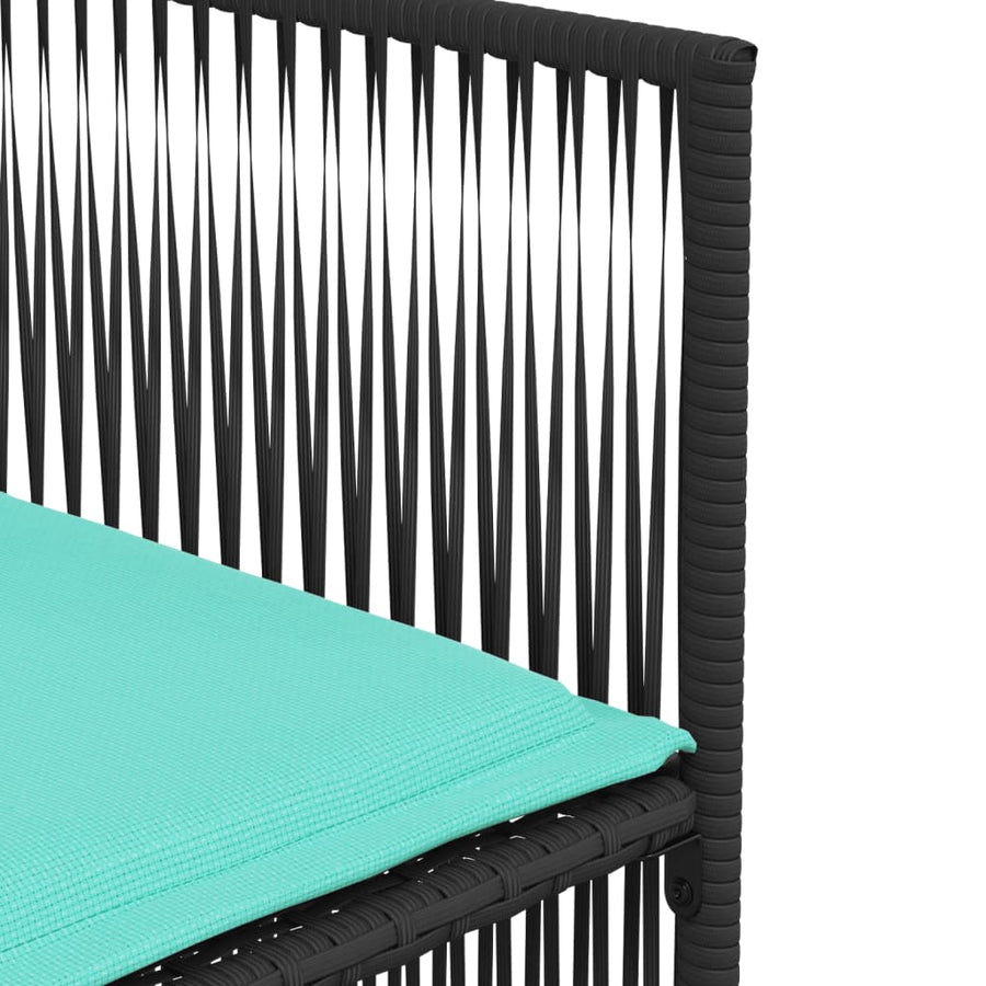 7-delige tuineetset met kussens zwart poly rattan