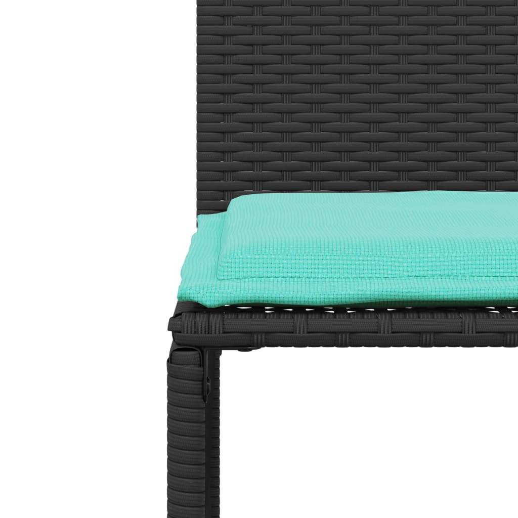 7-delige tuineetset met kussens zwart poly rattan