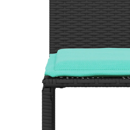 7-delige tuineetset met kussens zwart poly rattan