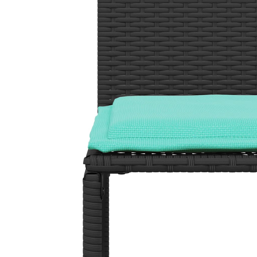 7-delige tuineetset met kussens zwart poly rattan