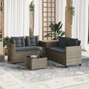 Tuinset L-vormig poly rattan grijs met tafel