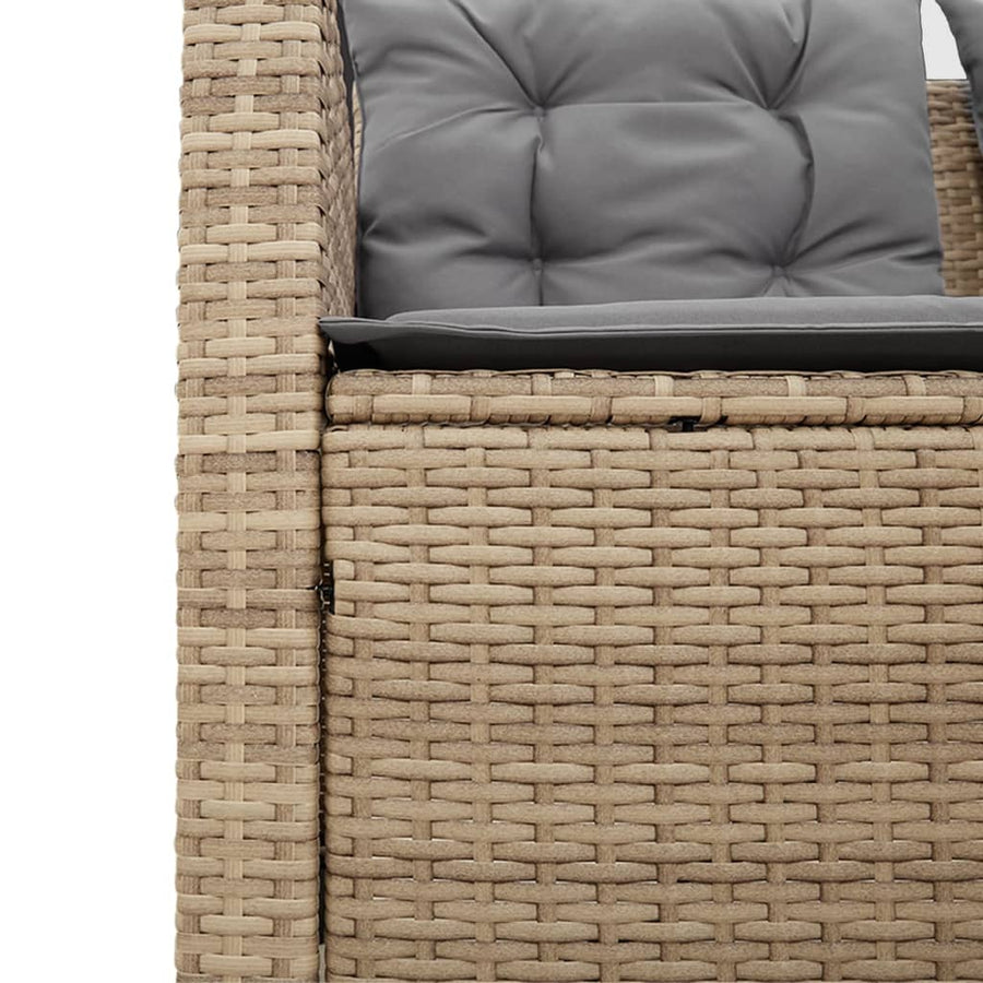 Tuinbank met tafel en kussens L-vormig poly rattan beige