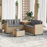 Tuinset L-vormig poly rattan beige 171x171x74 cm