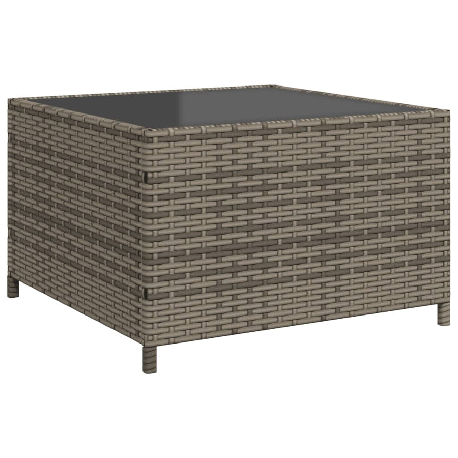 Tuinbank met tafel en kussens L-vormig grijs poly rattan