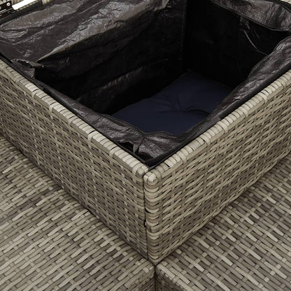 Tuinbank met tafel en kussens L-vormig grijs poly rattan