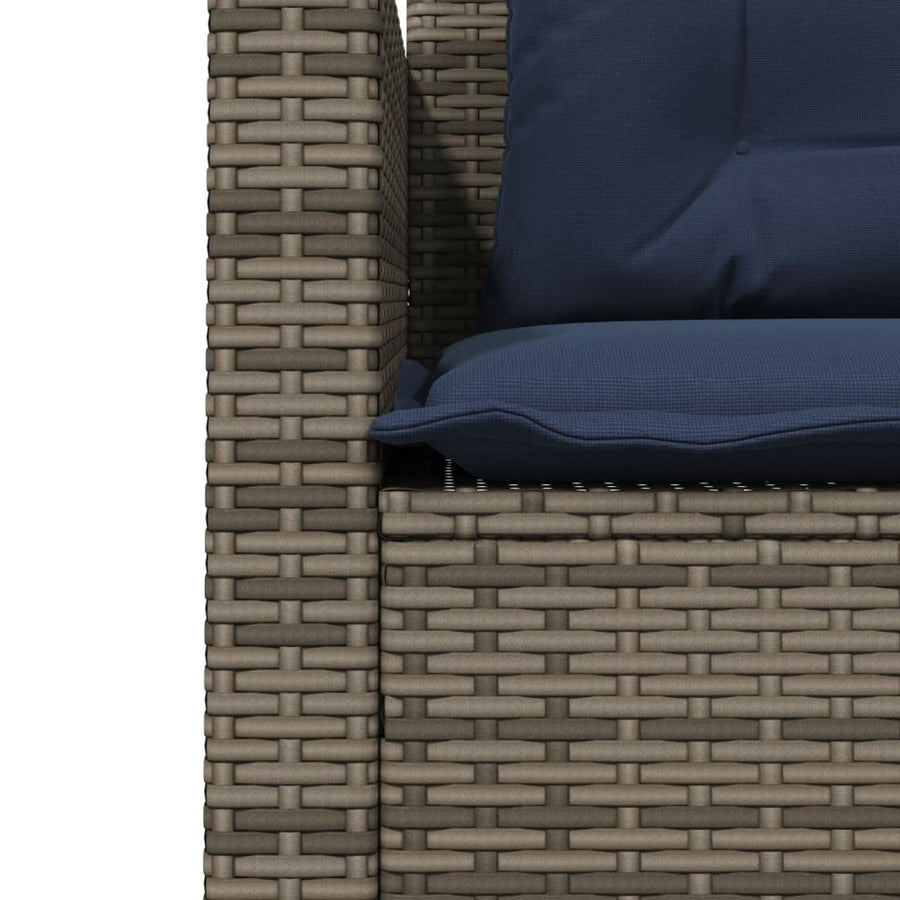 Tuinbank met tafel en kussens L-vormig grijs poly rattan