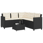 Tuinset poly rattan L-vormig zwart 175x175x75 cm