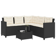 Tuinset poly rattan L-vormig zwart 175x175x75 cm