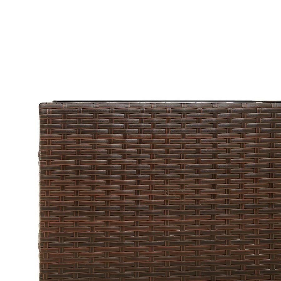 Tuinbank met tafel en kussens L-vormig poly rattan bruin
