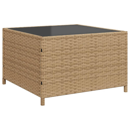 Tuinbank met tafel en kussens L-vormig poly rattan beige