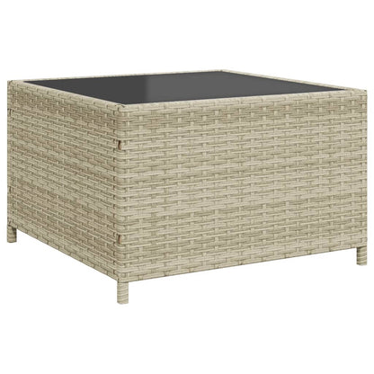 Tuinbank met tafel en kussens L-vormig poly rattan lichtgrijs
