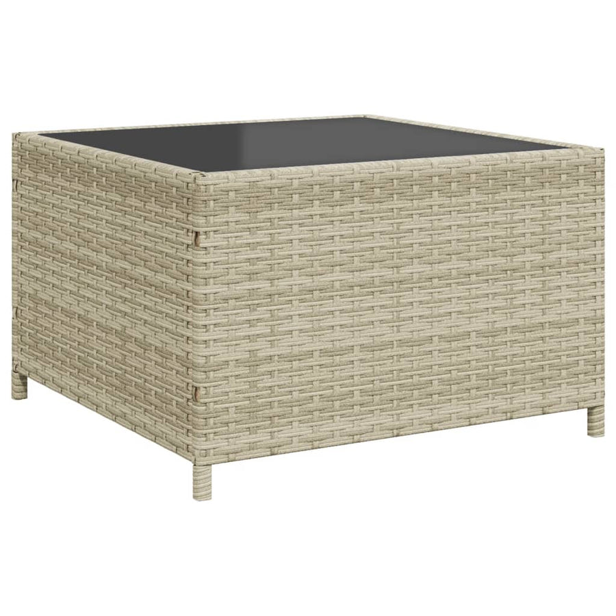 Tuinbank met tafel en kussens L-vormig poly rattan lichtgrijs