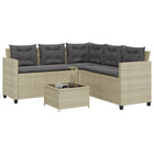 Tuinset poly rattan L-vormig lichtgrijs 175x175x75 cm