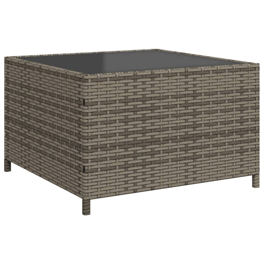 Tuinbank met tafel en kussens L-vormig grijs poly rattan