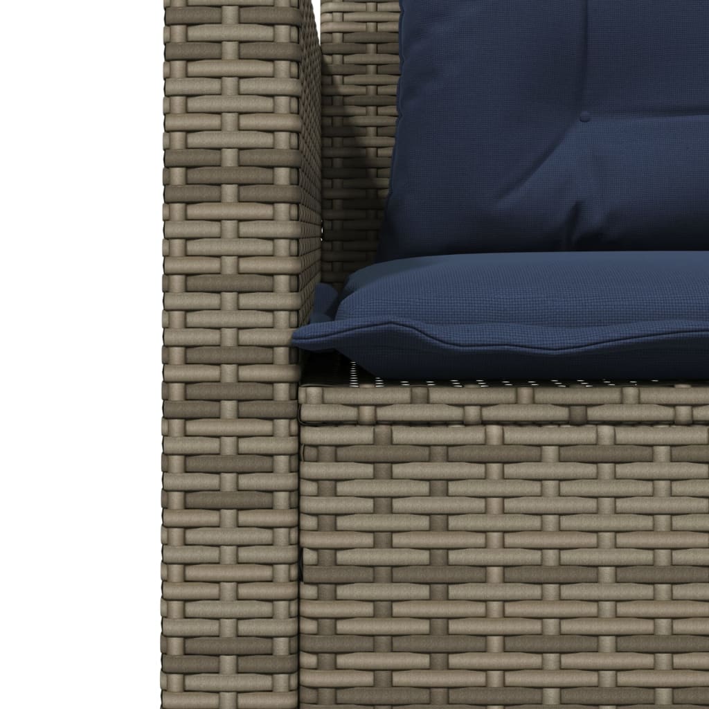 Tuinbank met tafel en kussens L-vormig grijs poly rattan