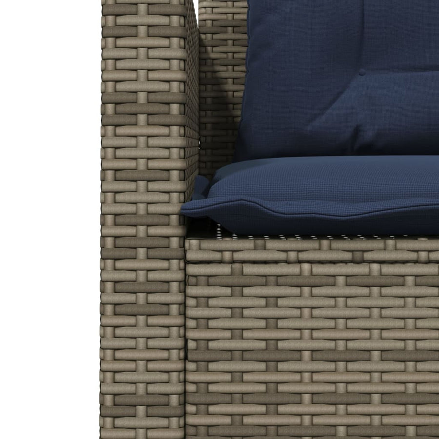 Tuinbank met tafel en kussens L-vormig grijs poly rattan