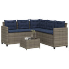 Tuinbank met tafel L-vormig polyrattan grijs