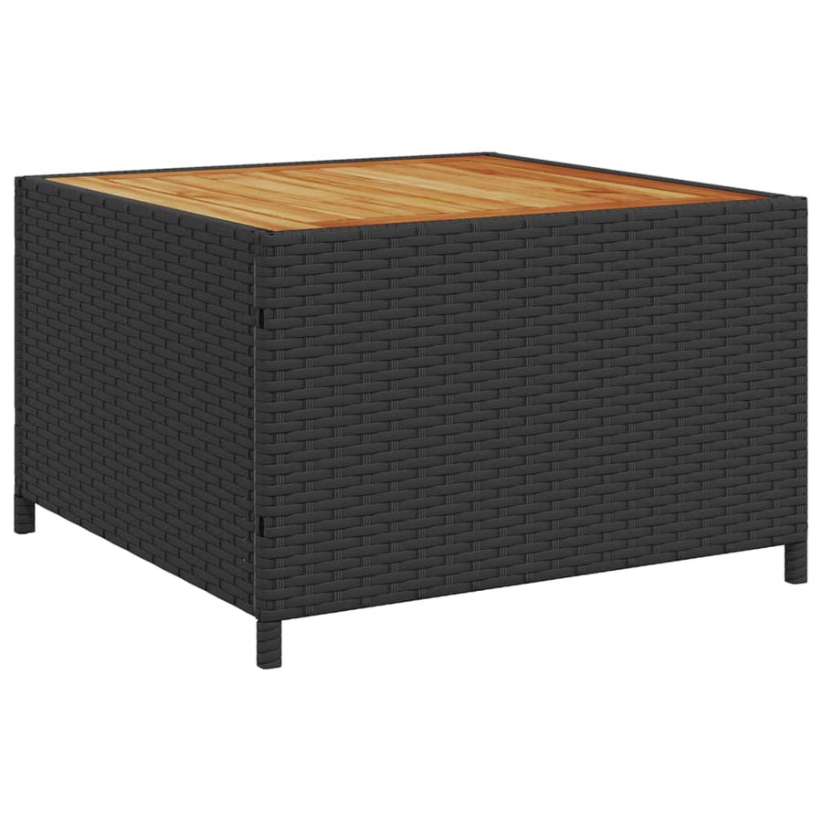 Tuinbank met tafel en kussens L-vormig poly rattan zwart