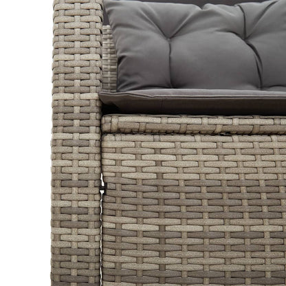 Tuinbank met tafel en kussens L-vormig poly rattan grijs