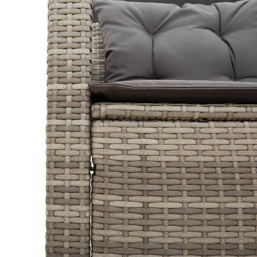 Tuinbank met tafel en kussens L-vormig poly rattan grijs