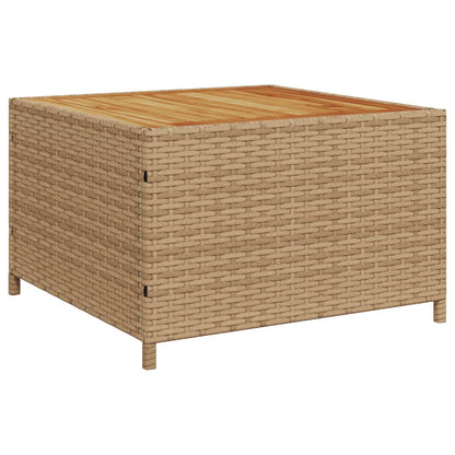 Tuinbank met tafel en kussens L-vormig poly rattan beige