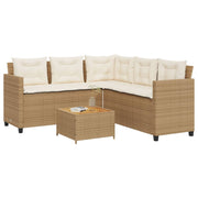 Tuinset L-vormig poly rattan beige 175x175x75 cm