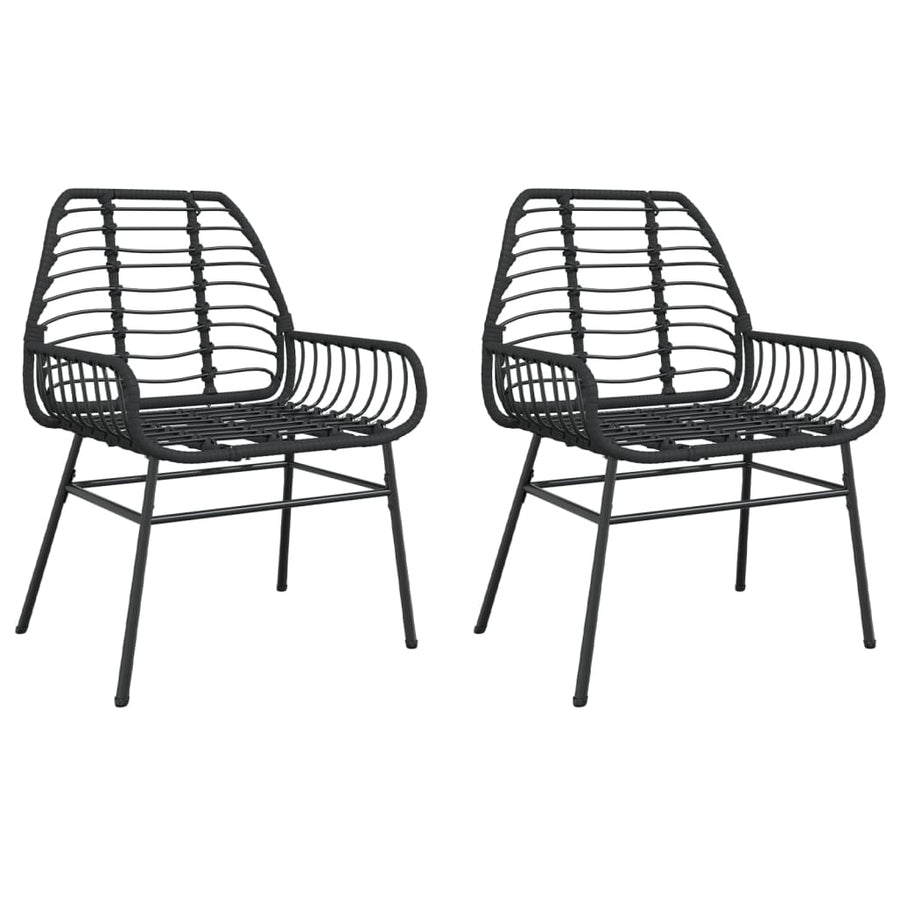 Tuinstoelen 2 st poly rattan zwart