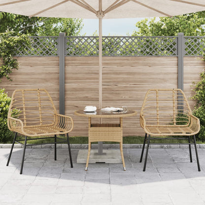 Tuinstoel bruin poly rattan 2 st