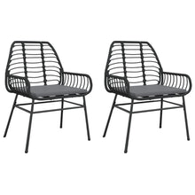 Tuinstoelen 2 st met kussens poly rattan zwart
