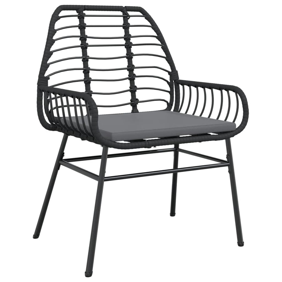 Tuinstoelen 2 st met kussens poly rattan zwart