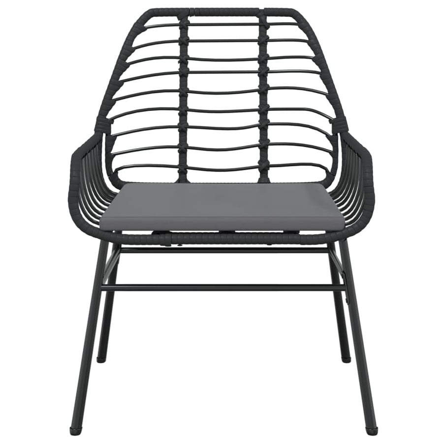 Tuinstoelen 2 st met kussens poly rattan zwart