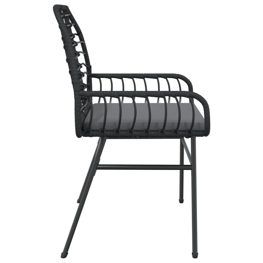 Tuinstoelen 2 st met kussens poly rattan zwart