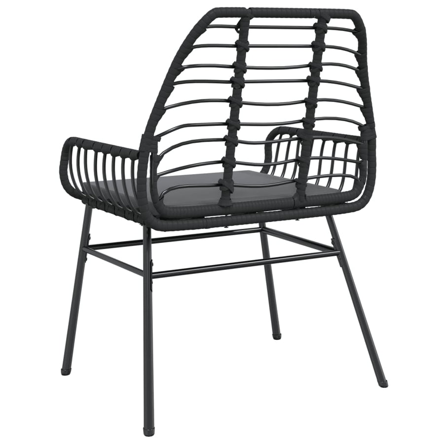 Tuinstoelen 2 st met kussens poly rattan zwart