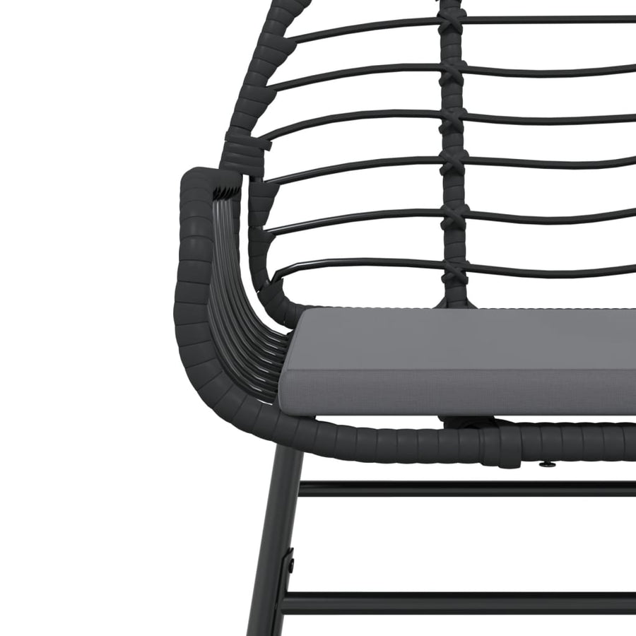 Tuinstoelen 2 st met kussens poly rattan zwart