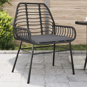 Tuinstoelen 2 st poly rattan zwart met kussens