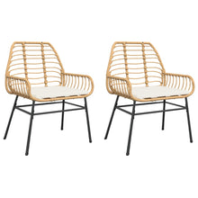 Tuinstoelen 2 st met kussens poly rattan bruin