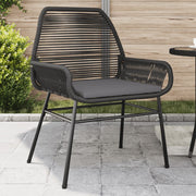 Tuinstoelen 2 st poly rattan zwart